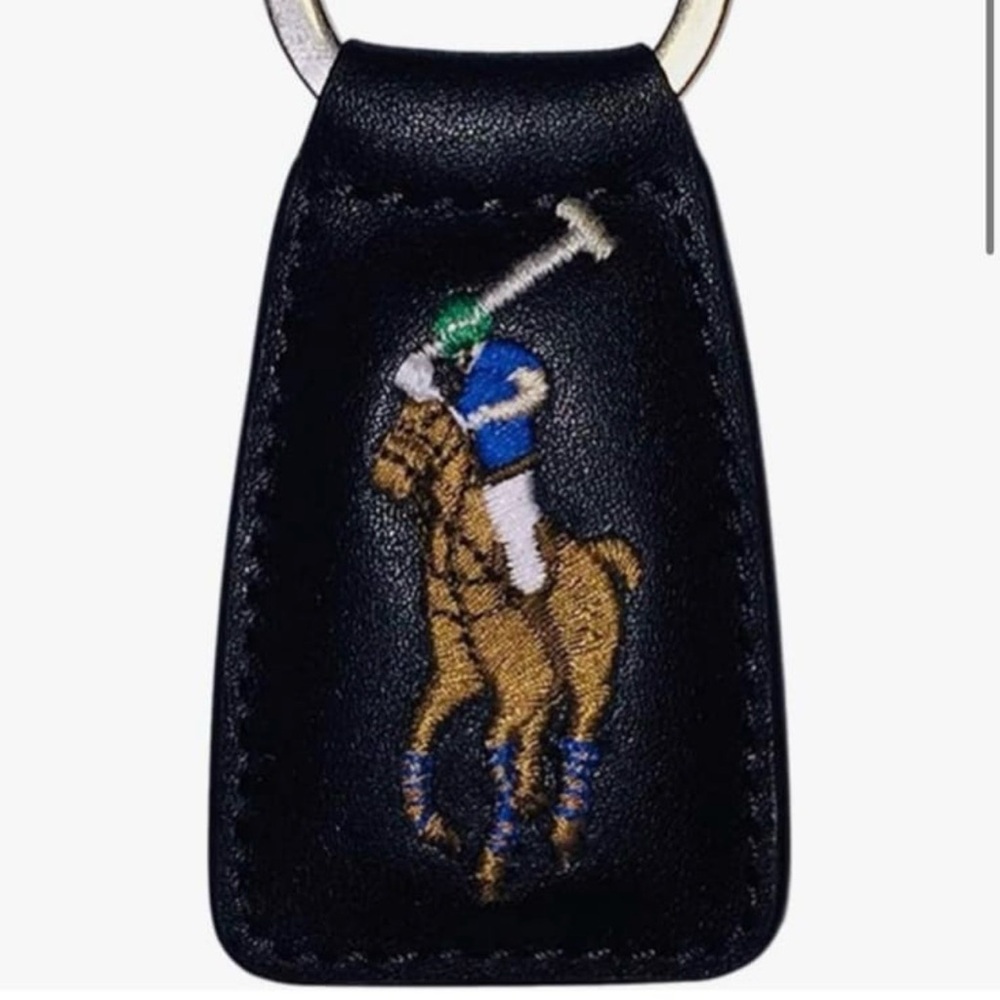 Polo Black Leather Keychain
